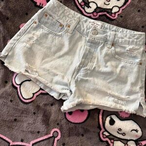 Vanilla Star Light Wash Distressed Jean Shorts